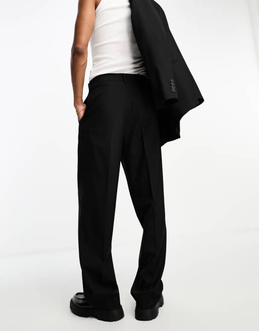 ASOS DESIGN - Geplooide pantalon met wijde pijpen in zwart, 3 van 5