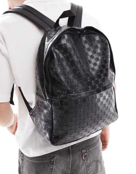 ASOS DESIGN – Geprägter Rucksack in Schwarz - view 1