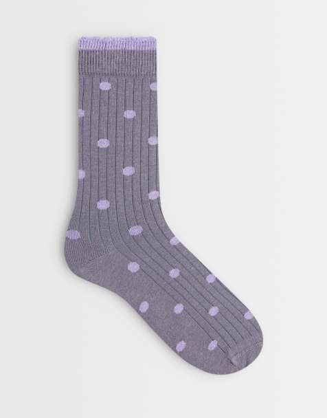 ASOS DESIGN – Gepunktete Socken in Grau und Flieder - view 1