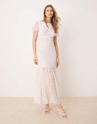 ASOS DESIGN - Gepunktetes Midikleid mit Puffärmeln-Bunt