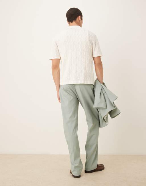 ASOS DESIGN – Gerade geschnittene Anzughose aus Leinenmix in Grün, 4 von 5
