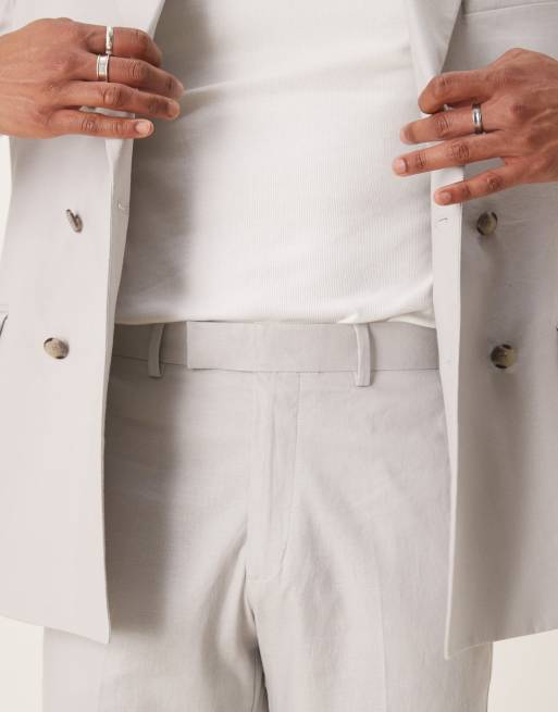 ASOS DESIGN – Gerade geschnittene Anzughose aus Leinenmix in Kieselgrau, 2 von 5