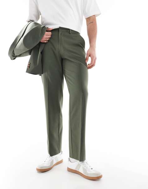 ASOS DESIGN – Gerade geschnittene Anzughose in Dunkelgrün - view 1