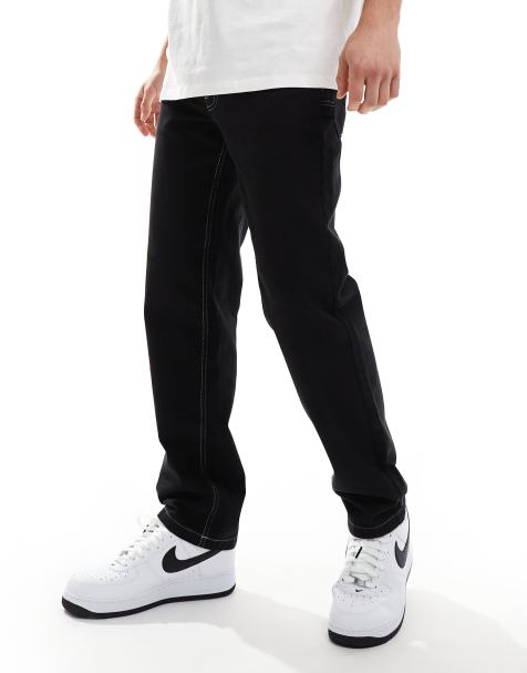 ASOS DESIGN – Gerade geschnittene Carpenter-Hose in Schwarz mit Kontrastnaht - view 1