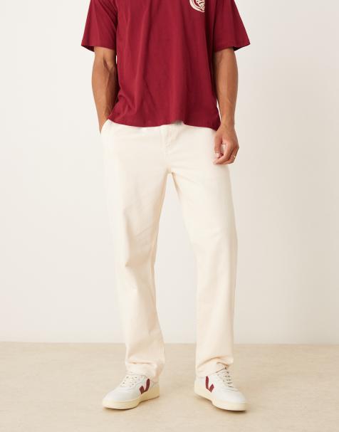 ASOS DESIGN – Gerade geschnittene Chinohose in Ecru mit elastischem Bund - view 1