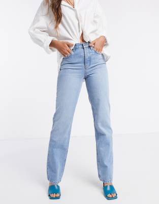 ASOS DESIGN – Gerade geschnittene Jeans im Stil der 90er mit halbhohem Bund  und mittlerer Waschung | ASOS
