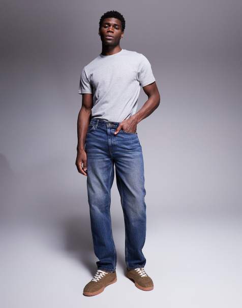 ASOS DESIGN – Gerade geschnittene Jeans in verwaschenem Dunkelblau mit Vintage-Farbstich - view 1