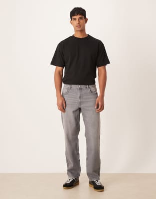 Gerade geschnittene Jeans in verwaschenem Grau Grau 52