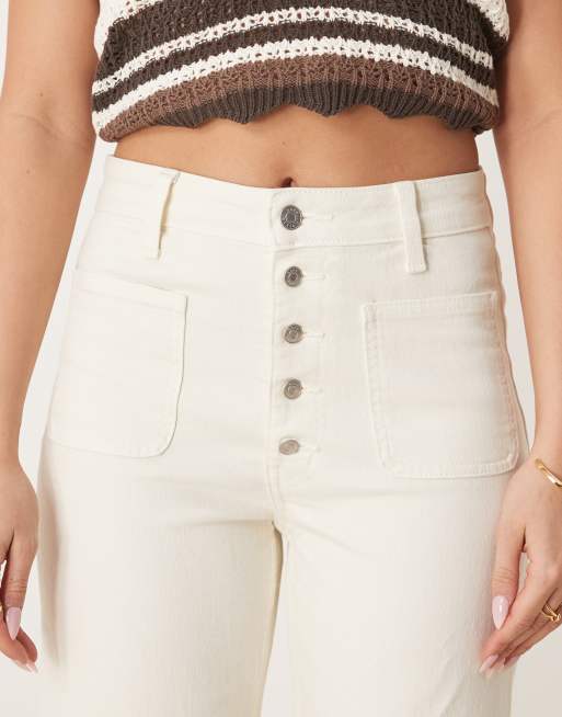 ASOS DESIGN – Gerade geschnittene Jeans in Weiß mit Knopfleiste, 5 von 5