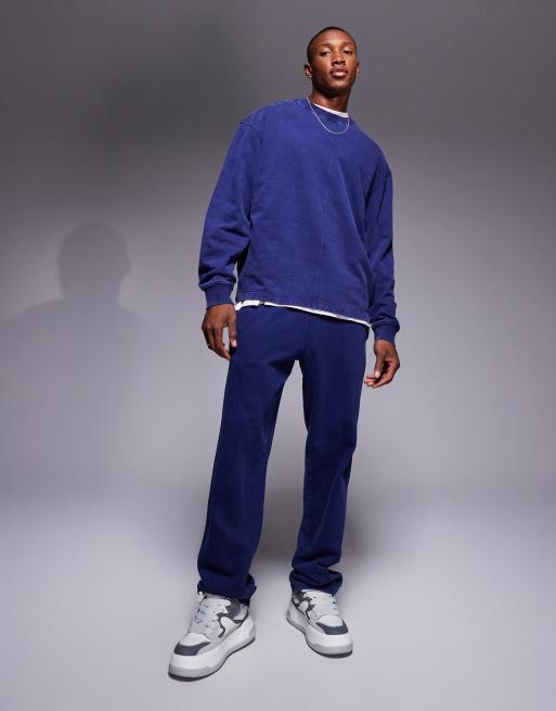 ASOS DESIGN – Gerade geschnittene Jogginghose in verwaschenem Marineblau, Kombiteil, 3 von 5