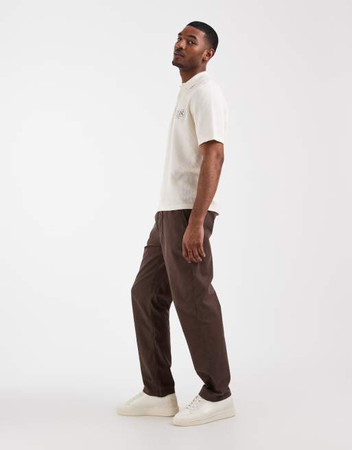 ASOS DESIGN – Gerade geschnittene Leinenmix-Hose in Braun, 3 von 5
