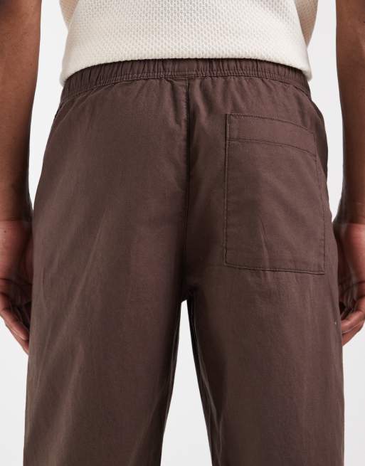 ASOS DESIGN – Gerade geschnittene Leinenmix-Hose in Braun, 4 von 5