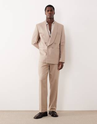 Gerade geschnittene Smokinghose aus Kontrast-Twill in Steinbeige-Neutral Neutral 48 Regular