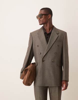 ASOS DESIGN – Gerade geschnittener Anzug im Woll-Look in Anthrazit mit Frischgrätmuster - view 1