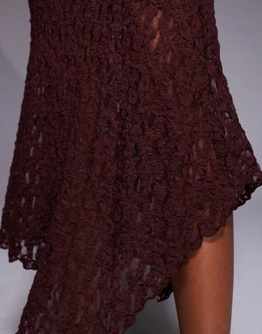 ASOS DESIGN – Gerade geschnittenes, ärmelloses Midikleid aus Spitze in Schokobraun, 3 von 4