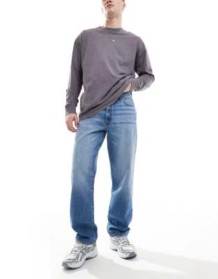 Gerade Jeans in mittelblauer Waschung Blau 49 Regular