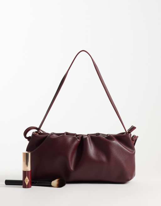 ASOS DESIGN – Geraffte Schultertasche in Burgunderrot, 2 von 4