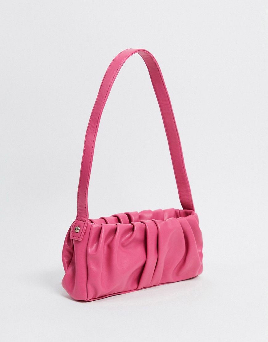 asos design -  – Geraffte Umhängetasche im Stil der 90er in Pink-Rosa