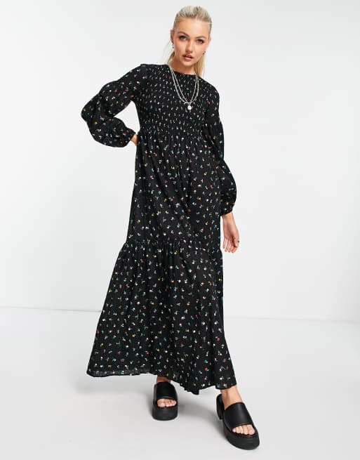 ASOS DESIGN – Gerafftes Maxikleid mit Blümchenmuster