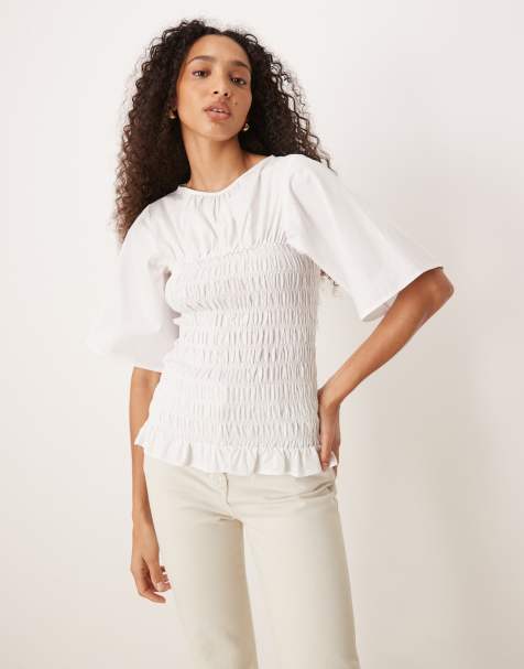 ASOS DESIGN – Gerafftes Oberteil in Weiß - view 1