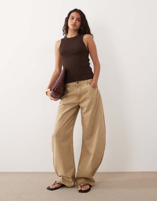 ASOS DESIGN - Geribbeld bouclé hemdje met racerhals in chocoladebruin, 2 van 4