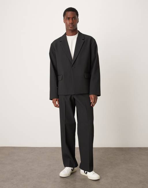 ASOS DESIGN - Geribbeld colbert met rechte pasvorm in zwart, 2 van 5