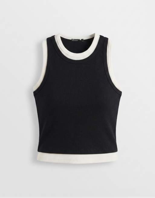 ASOS DESIGN - Geribbeld hemdje met gelaagde look in zwart en wit, 5 van 7