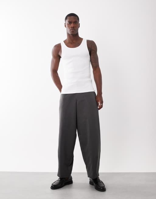 ASOS DESIGN - Geribbeld muscle fit hemdje met halfhoge lage ronde hals in wit, 2 van 5