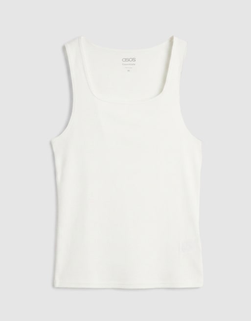ASOS DESIGN - Geribbeld muscle fit hemdje met vierkante hals in crème, 6 van 7
