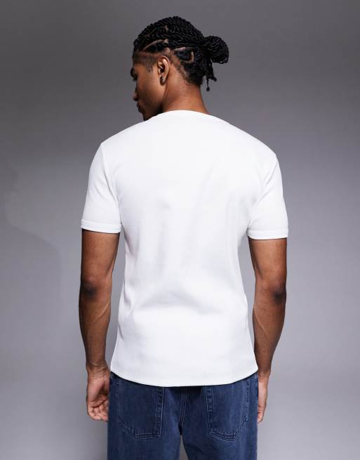ASOS DESIGN - Geribbeld muscle fit T-shirt van super zware stof in wit , 3 van 5