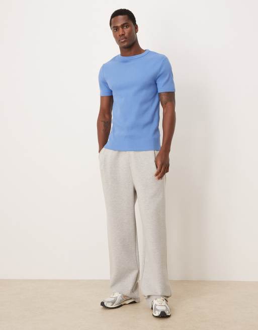 ASOS DESIGN - Geribbeld muscle-fit T-shirt van zware stof in blauw, 2 van 5