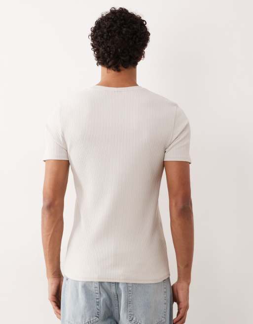 ASOS DESIGN - Geribbeld muscle fit T-shirt van zware stof in grijs , 5 van 5