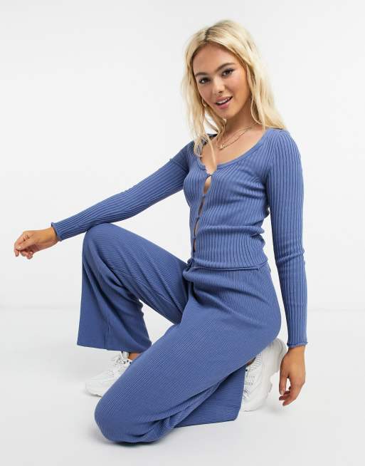 ASOS DESIGN - Geribbeld vest in blauw, deel van co-ord set, 4 van 4