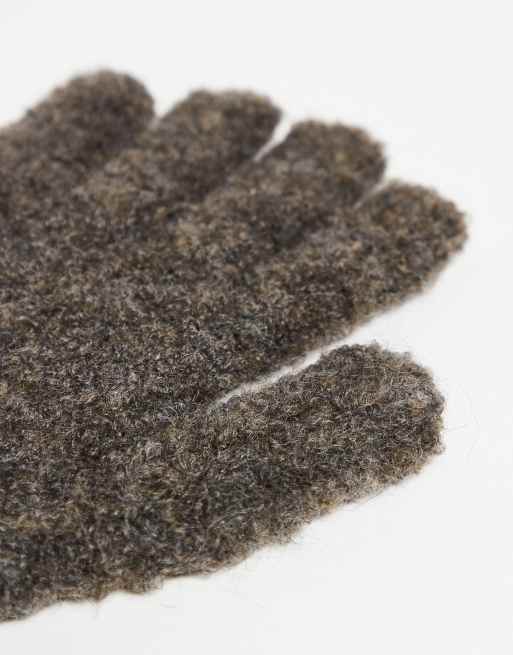 ASOS DESIGN - Geribbelde, bouclé gebreide handschoenen in grijs, 2 van 3