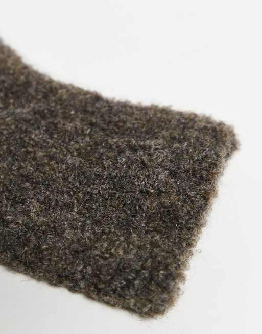 ASOS DESIGN - Geribbelde, bouclé gebreide handschoenen in grijs, 3 van 3