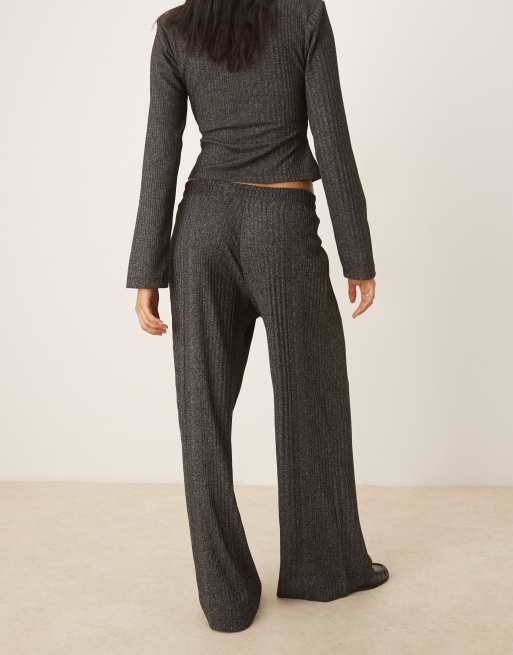 ASOS DESIGN - Geribbelde broek met wijde pijpen in gemêleerd antracietgrijs, 5 van 5