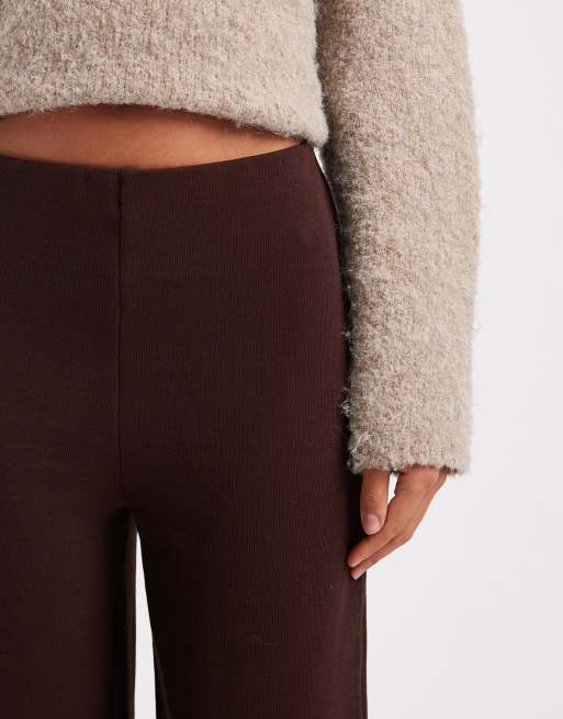 ASOS DESIGN - Geribbelde broek met wijde pijpen van zware stof in chocoladebruin, 2 van 5