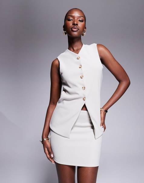 ASOS DESIGN - Geribbelde co-ord set in stone - view 1