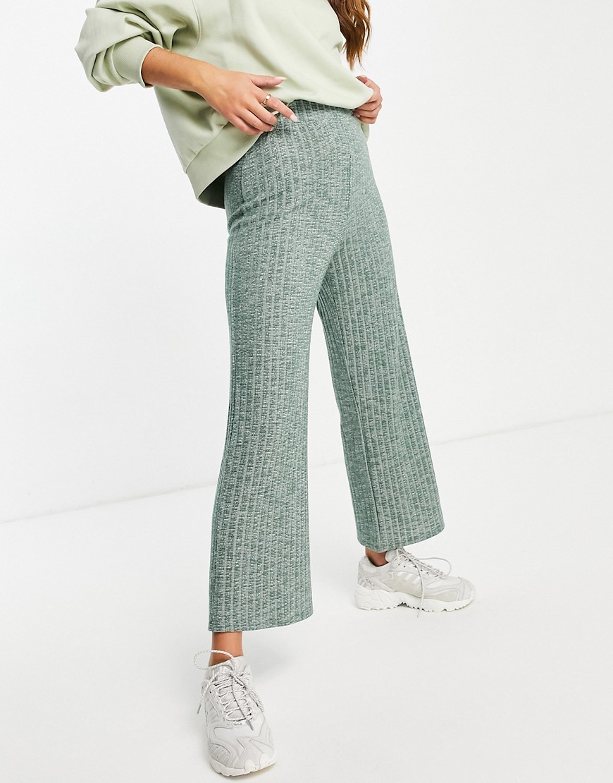 ASOS DESIGN - Geribbelde cropped broek met rechte pijpen en space-dye in groen