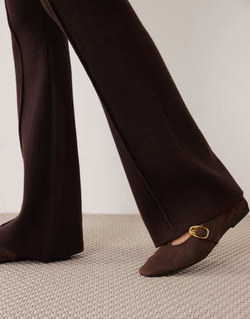 ASOS DESIGN - Geribbelde flare-broek in chocoladebruin, deel van co-ord set, 5 van 5