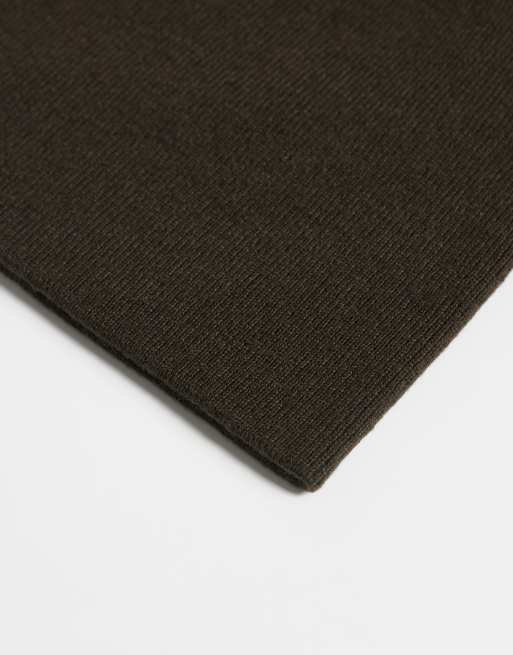 ASOS DESIGN geribbelde jersey beanie in bruin, 3 van 3