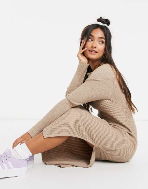 ASOS DESIGN - Geribbelde midi-jurk met ronde hals, 3 van 4