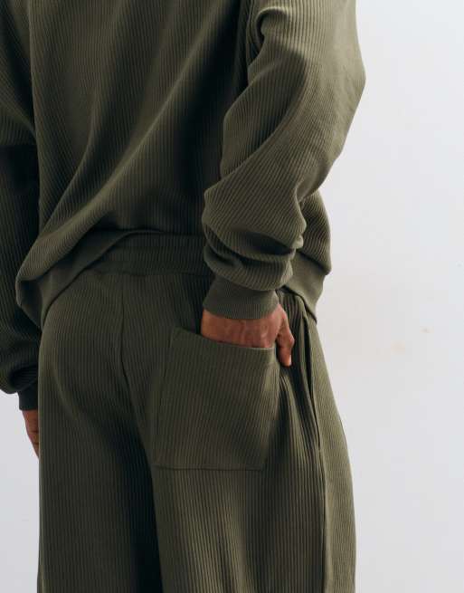 ASOS DESIGN geribbelde oversized ballonjogger in groen, 4 van 5