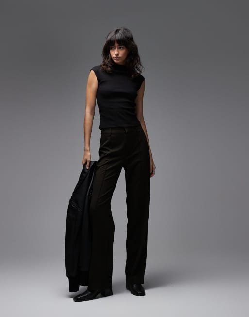 ASOS DESIGN - Geribbelde top met rechte hals in zwart, 3 van 4