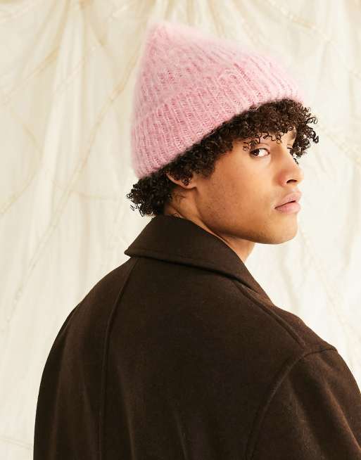 ASOS DESIGN - Geribbelde vissersbeanie in pluizig roze, 4 van 4