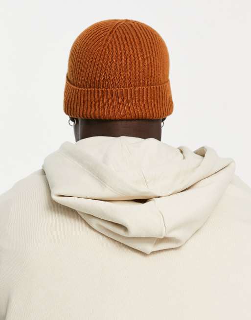 ASOS DESIGN - Geribbelde vissersbeanie in tabak, 2 van 4