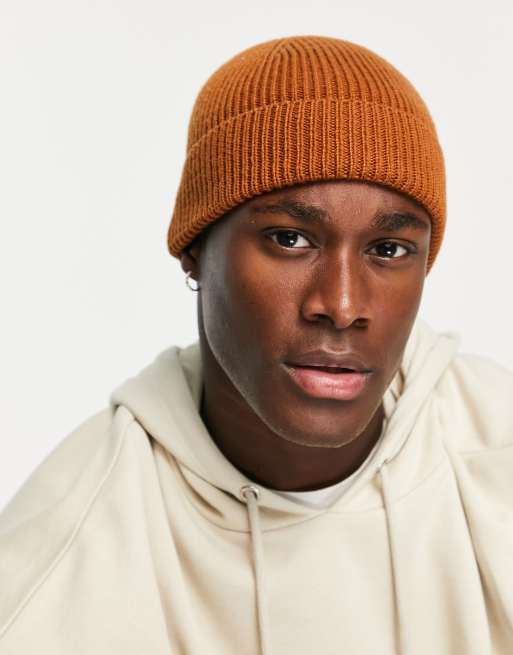 ASOS DESIGN - Geribbelde vissersbeanie in tabak, 4 van 4