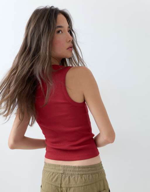ASOS DESIGN geribd hemdje met V-hals in diep rood, 3 van 5