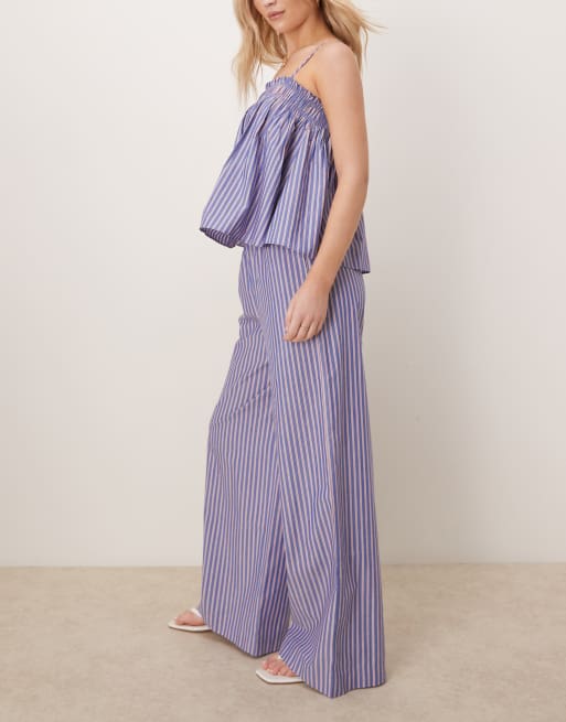 ASOS DESIGN - Gerimpelde gestreepte broek in blauw en rood, deel van co-ord set, 4 van 5