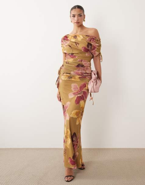 ASOS DESIGN - Gerimpelde maxi rok van mesh met print en ruitjes in roze, deel van co-ord set - view 1